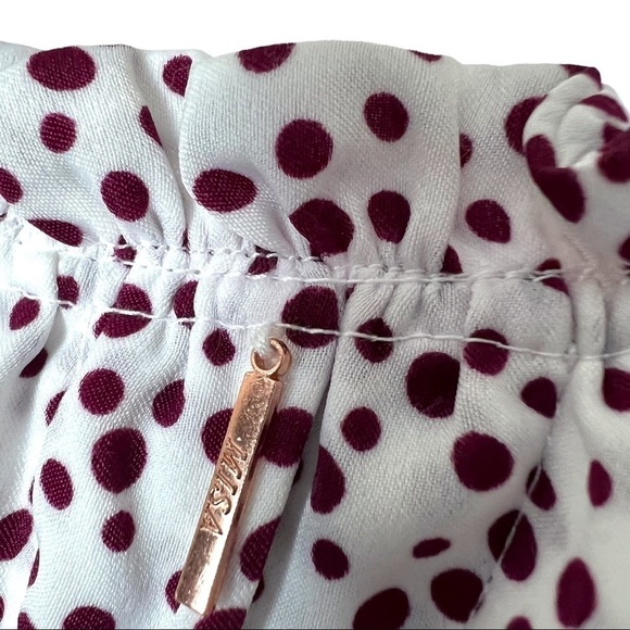 NWT MISA LOS ANGELES Polka Dot Puffed Long Sleeve Tie Waist Ruffled Mini Dress S - Picture 9 of 10